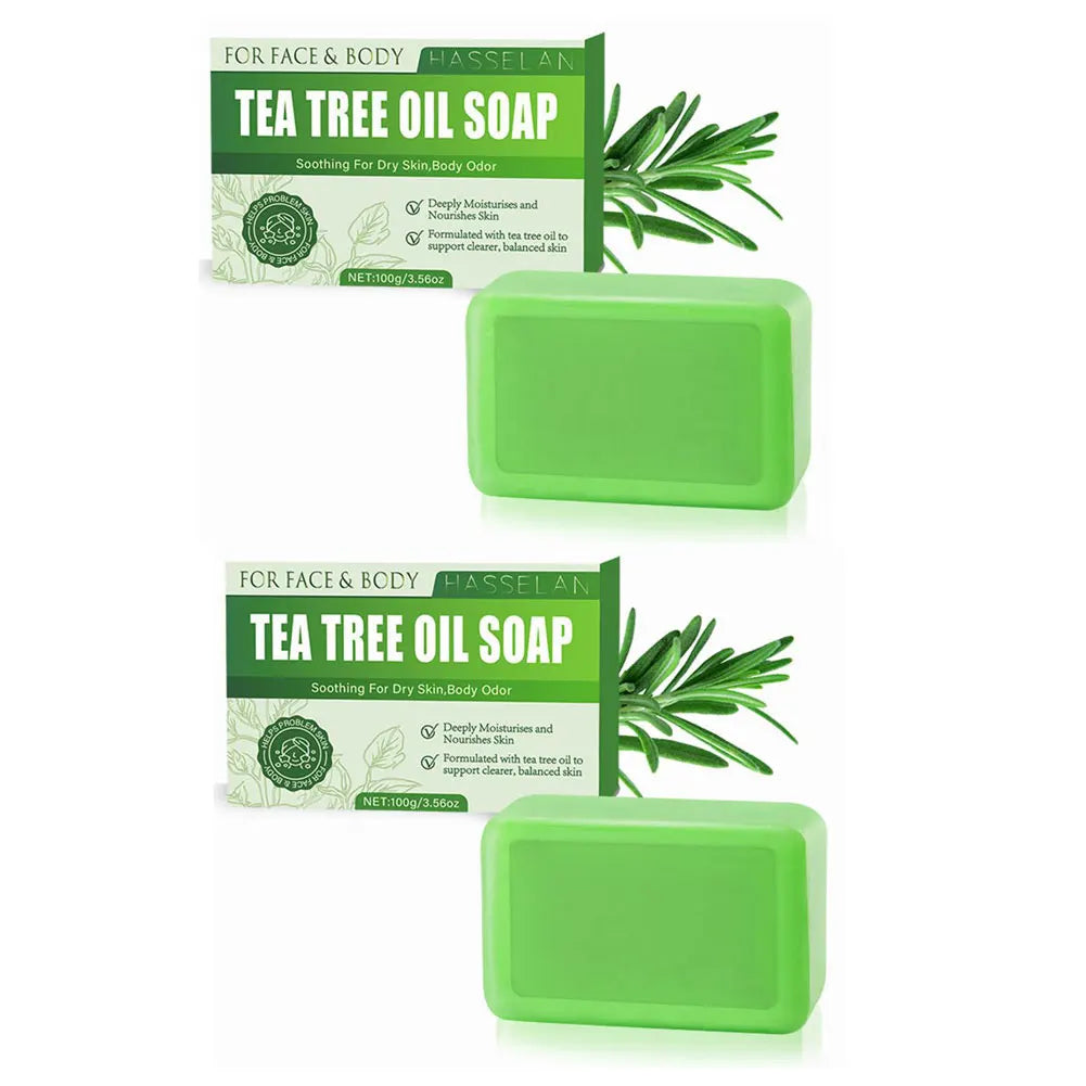 1 2 Tea Tree Soap Relief Bar Moisturizing Exfoliate Relieve Cleansing Qme 2pcs
