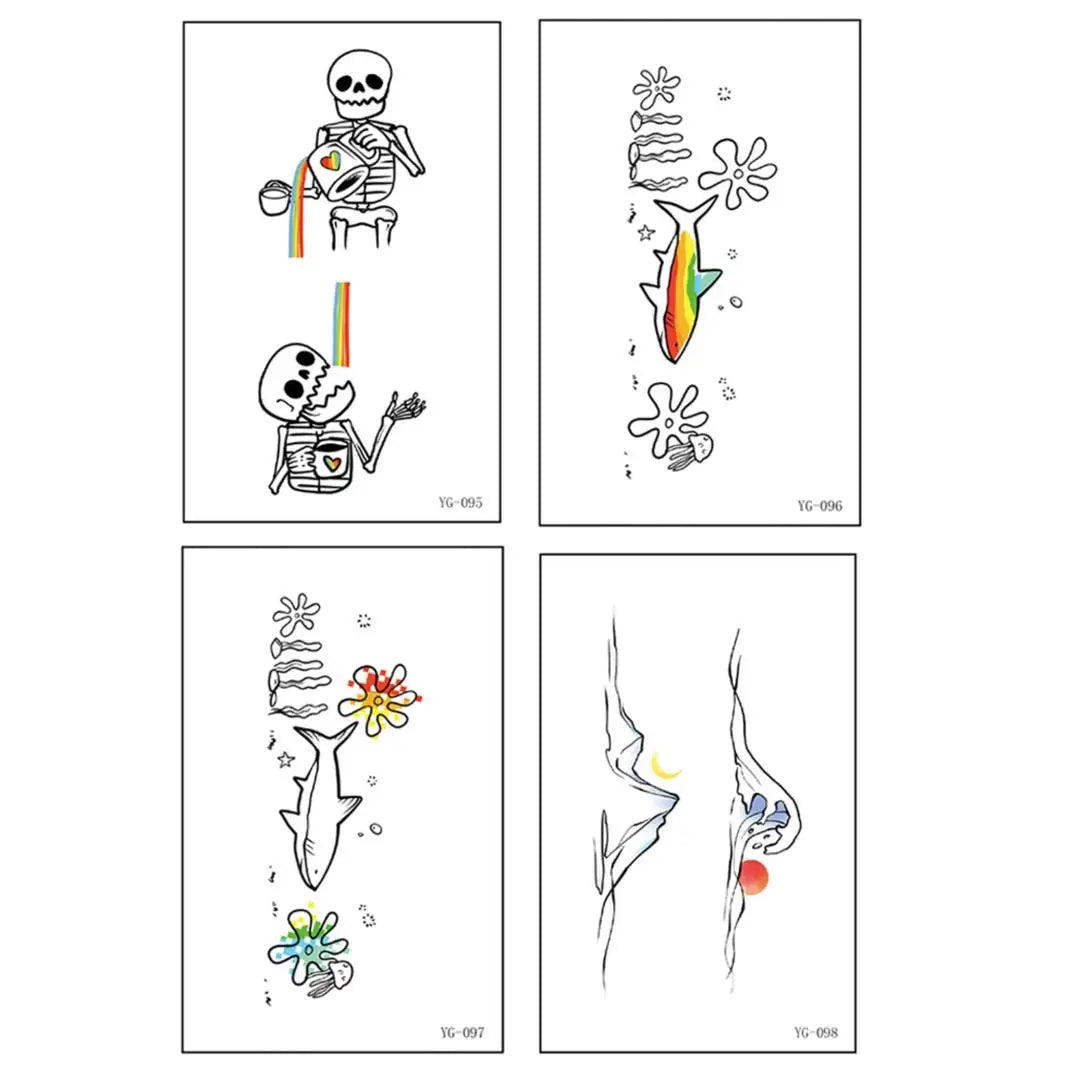 4/6 A Sheets Luminous Temporary Tattoos Bulk Rainbow LGBT Pride Face Body Stickers for Women Men Glow in The Dark Party Supplies Qme 4pcs YG-095YG098