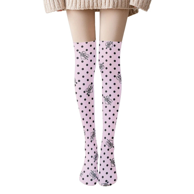Fun Cartoon Women's Stockings Candy Strawberry Sexy Cute Tall-legged Qme style8 One Size