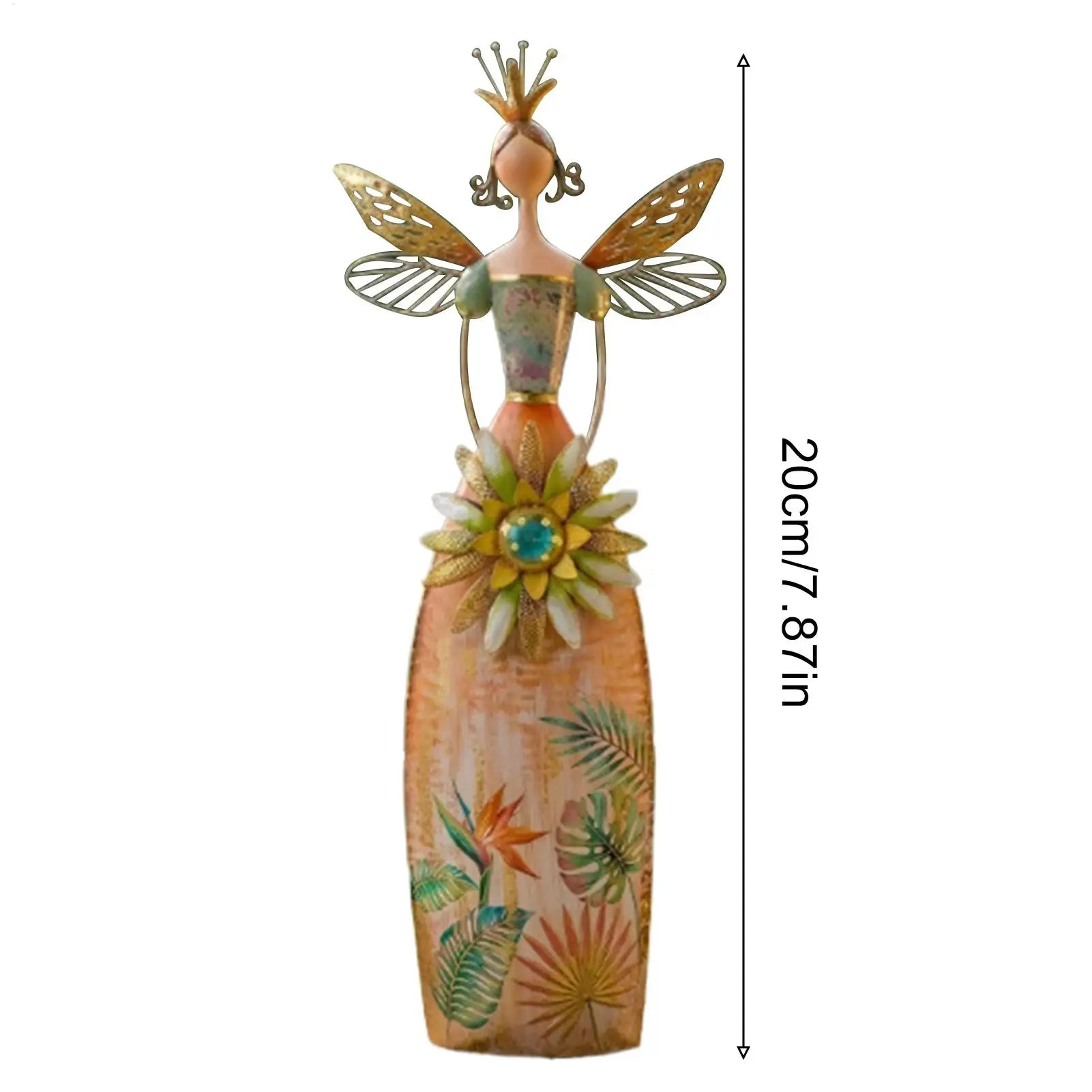 Fairy Figurines Weatherproof Metal Sculpture Garden Angel Ornaments Qme