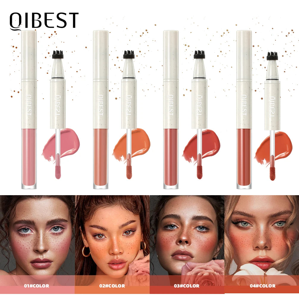 QIBEST Double Ended Natural Simulation Freckles Stamp Pen Liquid Blush 2 In 1 Stick Waterproof Lifelike Fake Freckles Pen Stick Qme