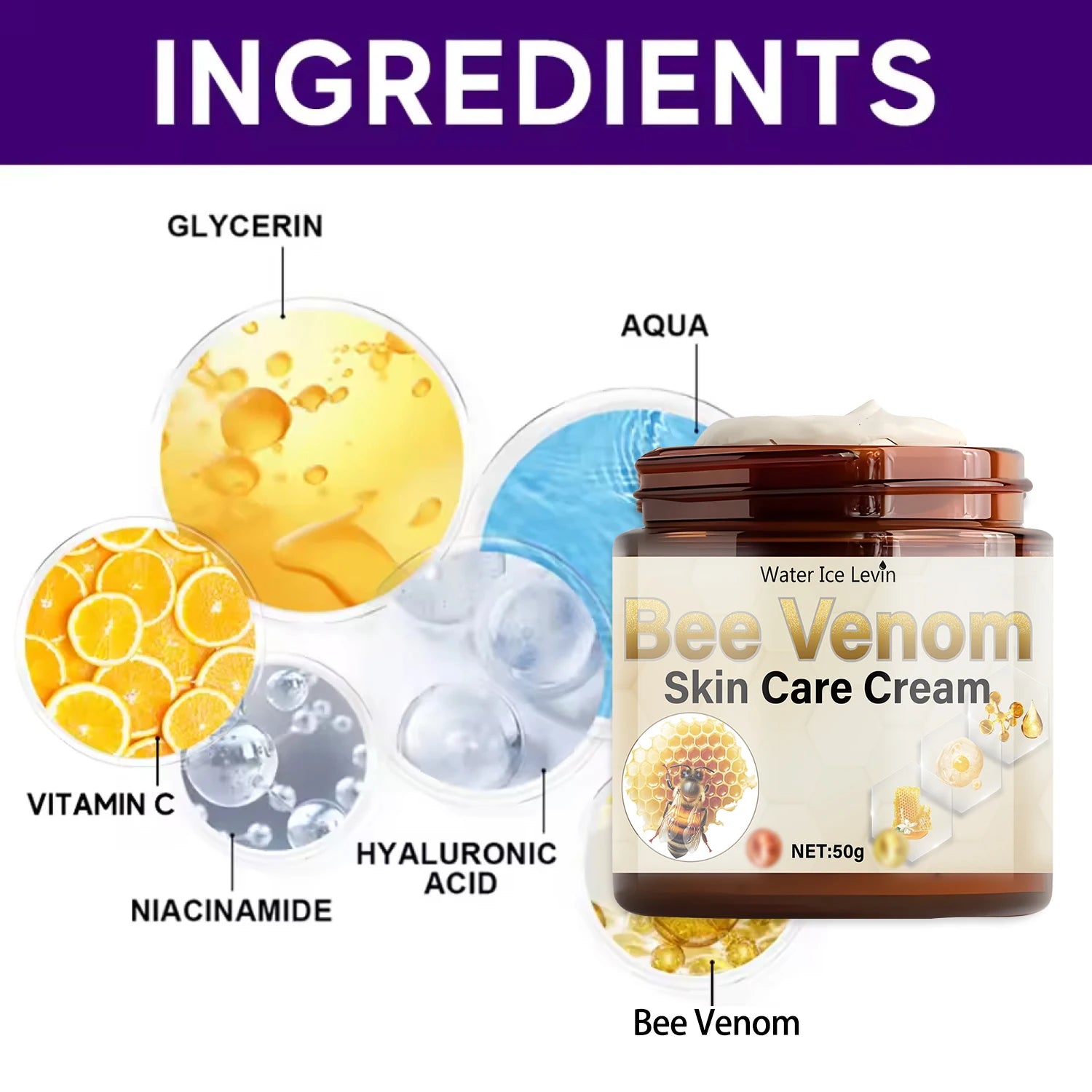 Bee Venom Wrinkle Remover Face Cream Firming Lifting Anti Aging Fade Fine Lines Moisturizing Whitening Repair Skin Care Qme