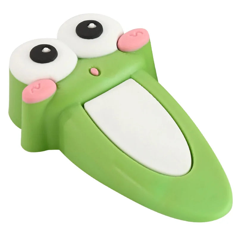 Cute Frog Non Perforated Door Stopper and Barrier (with Storage Box) can protect walls and floors, suitable for home decoration Qme Green