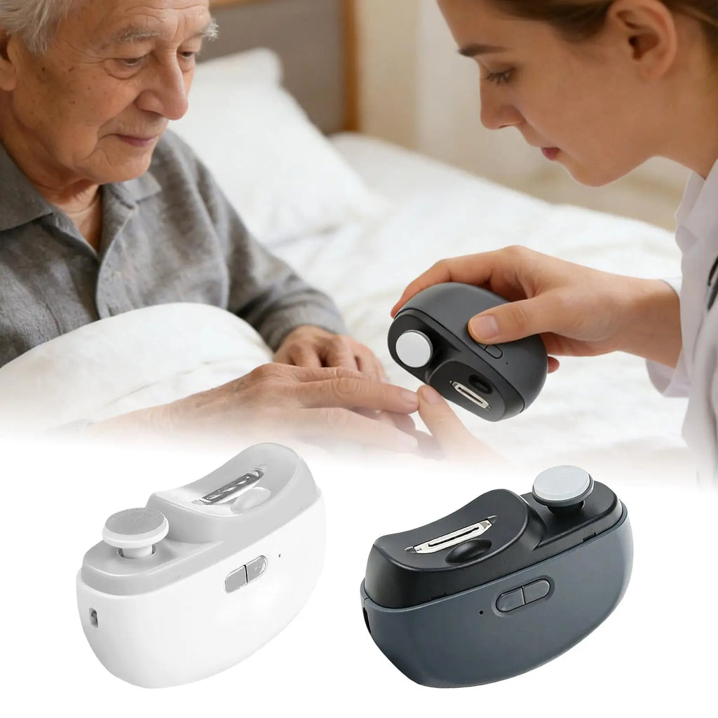 Electric Nail Clippers Trimmer Polisher Rechargeable With LED Light Safety Lock Electric Nail File Cordless For Elderly adults Qme