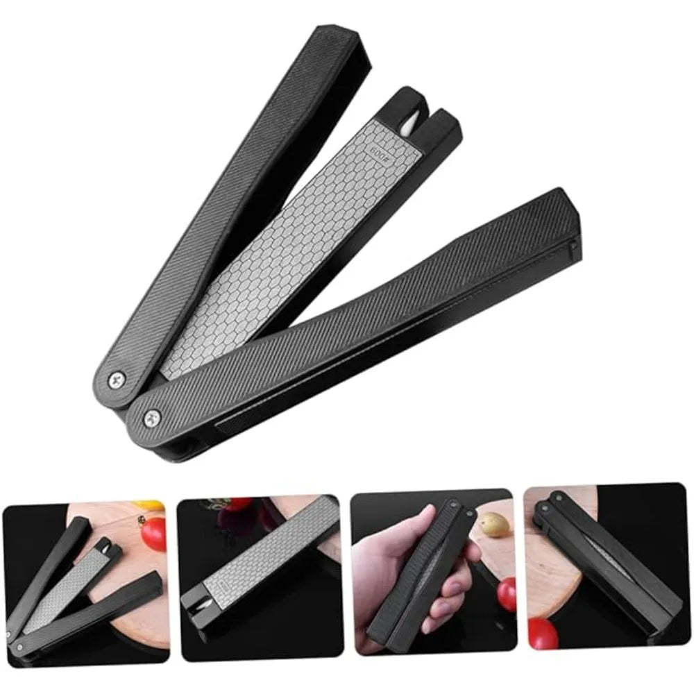Portable Diamond Knife Sharpener 400 600 Grit Double Sided Foldable Qme