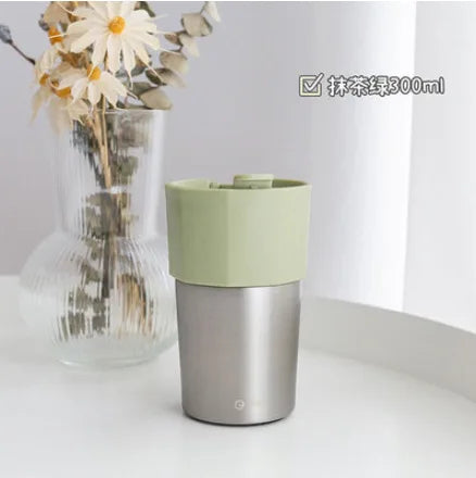 Stainless Steel Double-wall Insulated Office Coffee Mug Qme light green 300ml