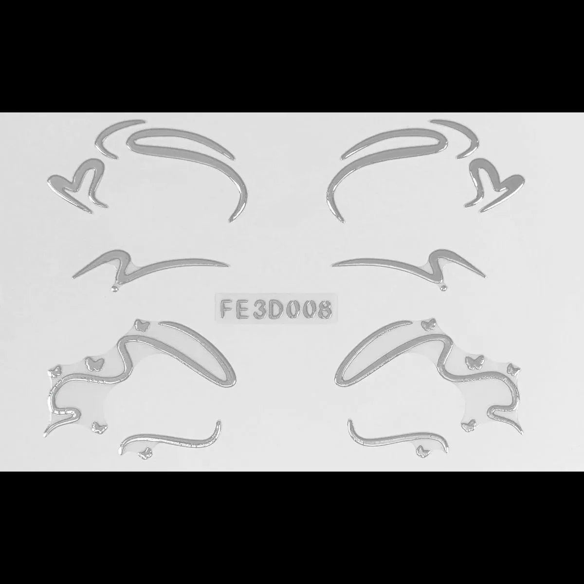 3D Metallic Punk Silver Eye Shadow Stickers Metal Eyeliner Decals Self-adhesive Futuristic Festival Party Eye Makeup Stickers Qme FE3D008