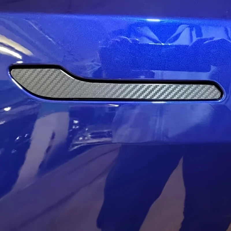 Carbon Fiber Door Handle Sticker, Door Trim Sticker Modified Scratch Resistant, for Tesla Model 3y Qme