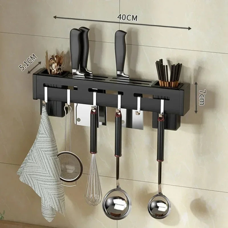 Storage Rack Knife Hook Kitchen Cabinet Stainless Steel Frame Wall Qme