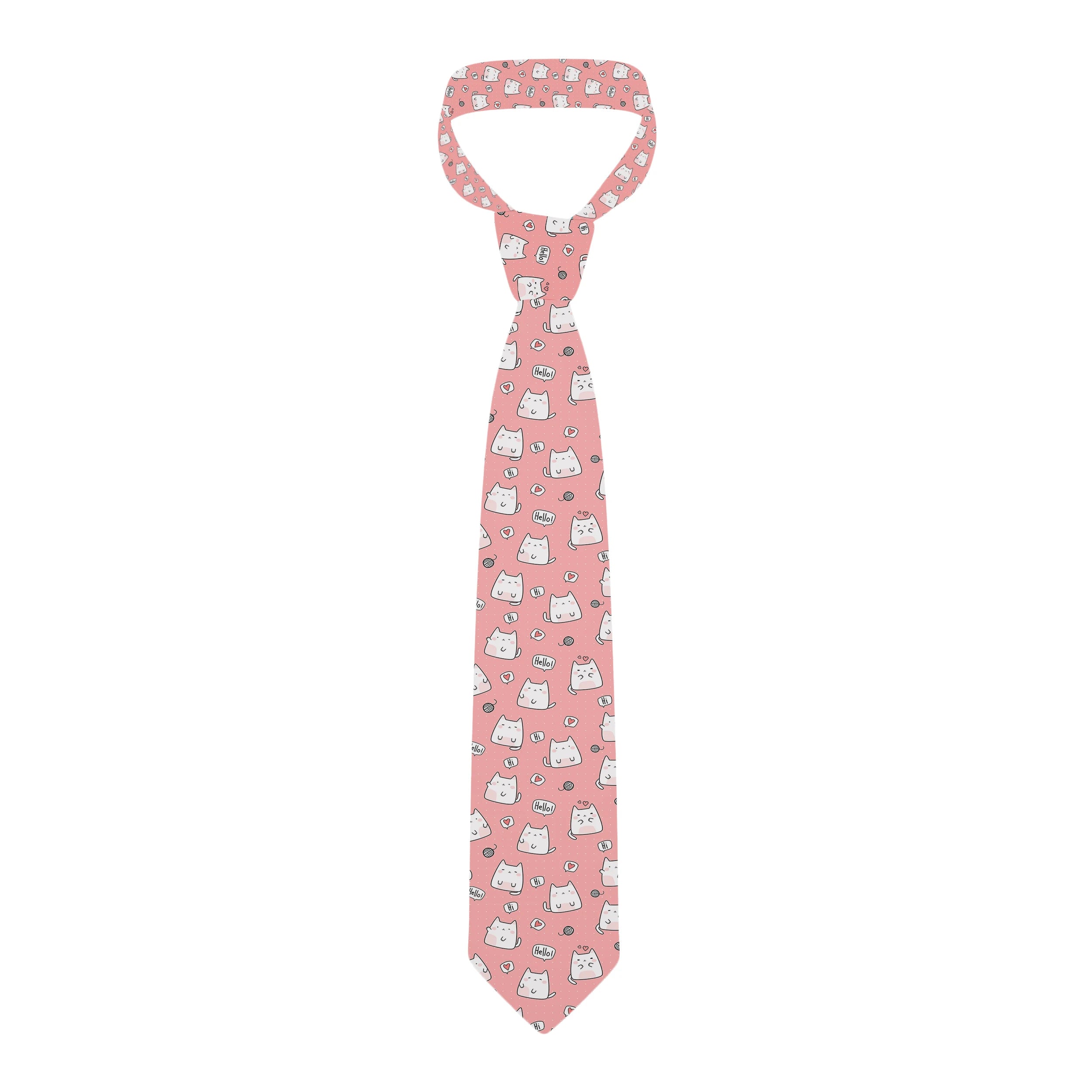 Fashionable Ukiyo-e Wave Print Tie Funny Small Animal Polyester Qme