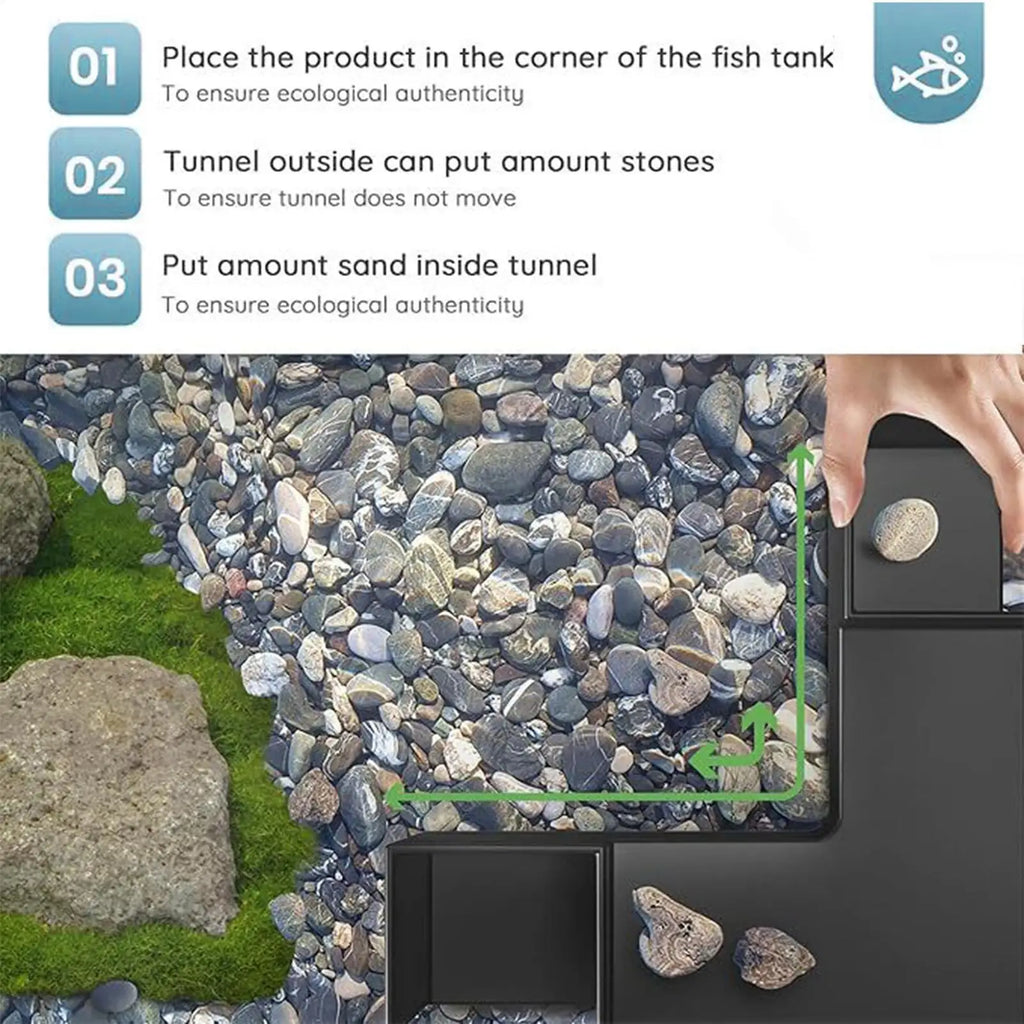 Fish Tunnel 2 Pieces L-Shaped 360 Viewing Corner Decor Aquarium Underground Cave Betta Tunnel For Betta Corydora Catfish Kuhli Qme