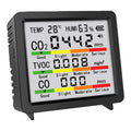 Portable Real-Time Detector TVOC Temperature Humidity CO CO2 Detection Portable Smart Air Quality Tester for Home Office Qme Black