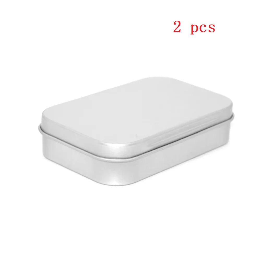 Metal Rectangular Empty Mini Tin Box Tinplate Push Candy Pill Cases Bins Jar Hinged Containers Small Organizer Storage Box Qme 2pcs Silvery M