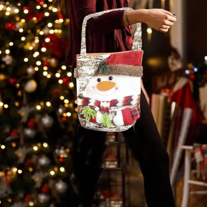 Cute Supports Bags Christmas Cartoon Holiday Goodie Bag Portable Tote Qme