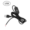 3pcs USB Switch Extension Cable 2A 1.5M DC5V/DC12-24V Touch Dimming Switch Cable for LED Strips On/Off Power Switch Qme Black usb