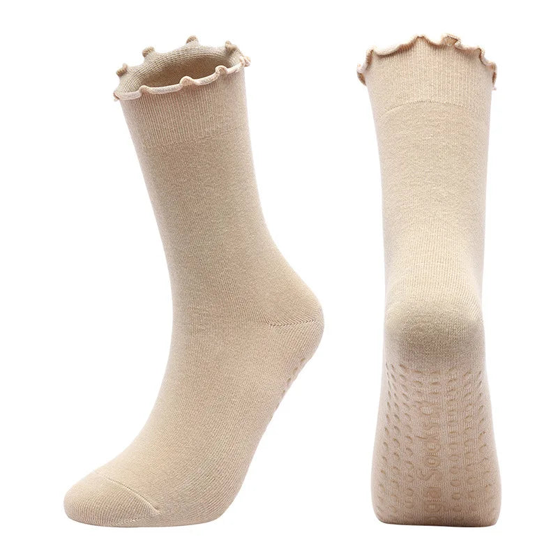 Ladies' Fitness Cotton Breathable Non- Pilates Yoga Socks Damping Dance Ballet Grip Socks Solid Color Casual Knee-high Socks Qme d One Size