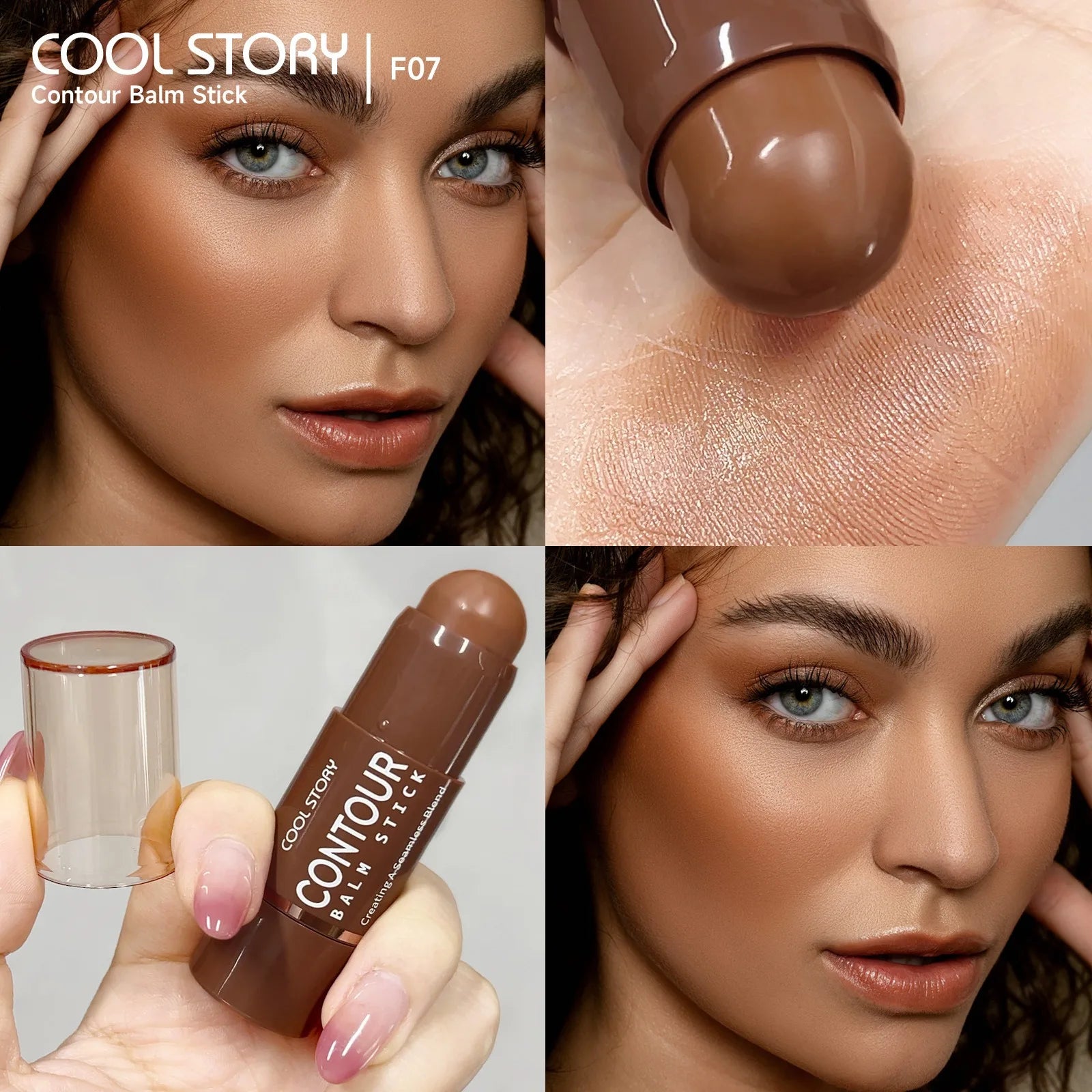 Face Contour Blam Stick Chocolate Brown Bronzer Shadow Stick Waterproof Long Lasting Facial Outline Shaping V-Line Make Up Qme