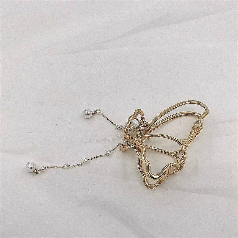 New Hollow Out Butterfly Tassel Hair Pins for Women Girl Beauty Vintage Metal Golden Clips Jewelry Accessories Styling Tools Qme Empty-Butterfly-Gd