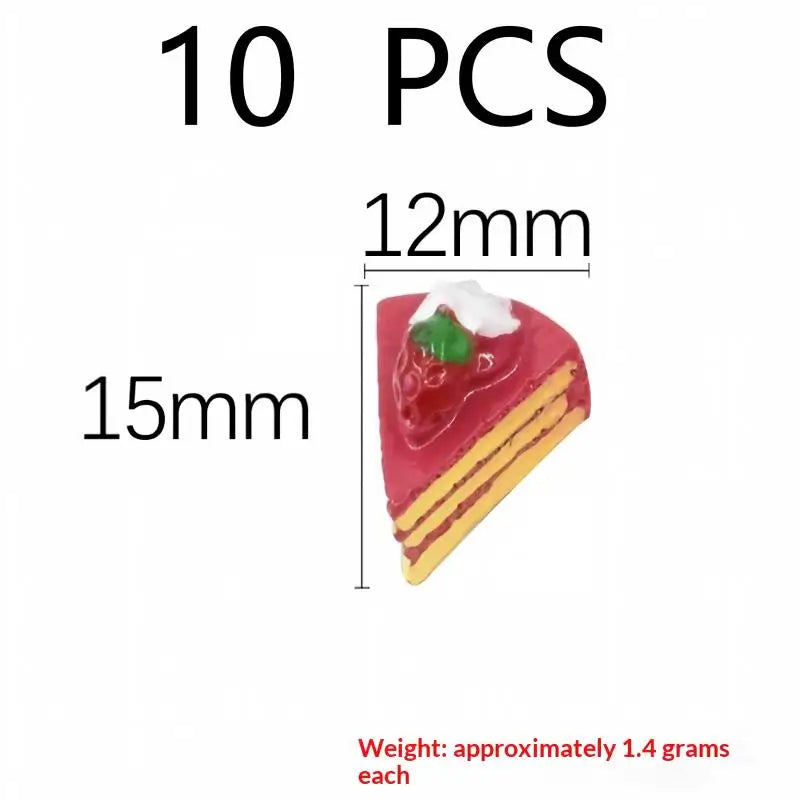 10Pcs Resin Mini Cake Kawaii Fake Food Miniature Embellishments For Craft Cell Phone Cover Decor Accessories Qme A3