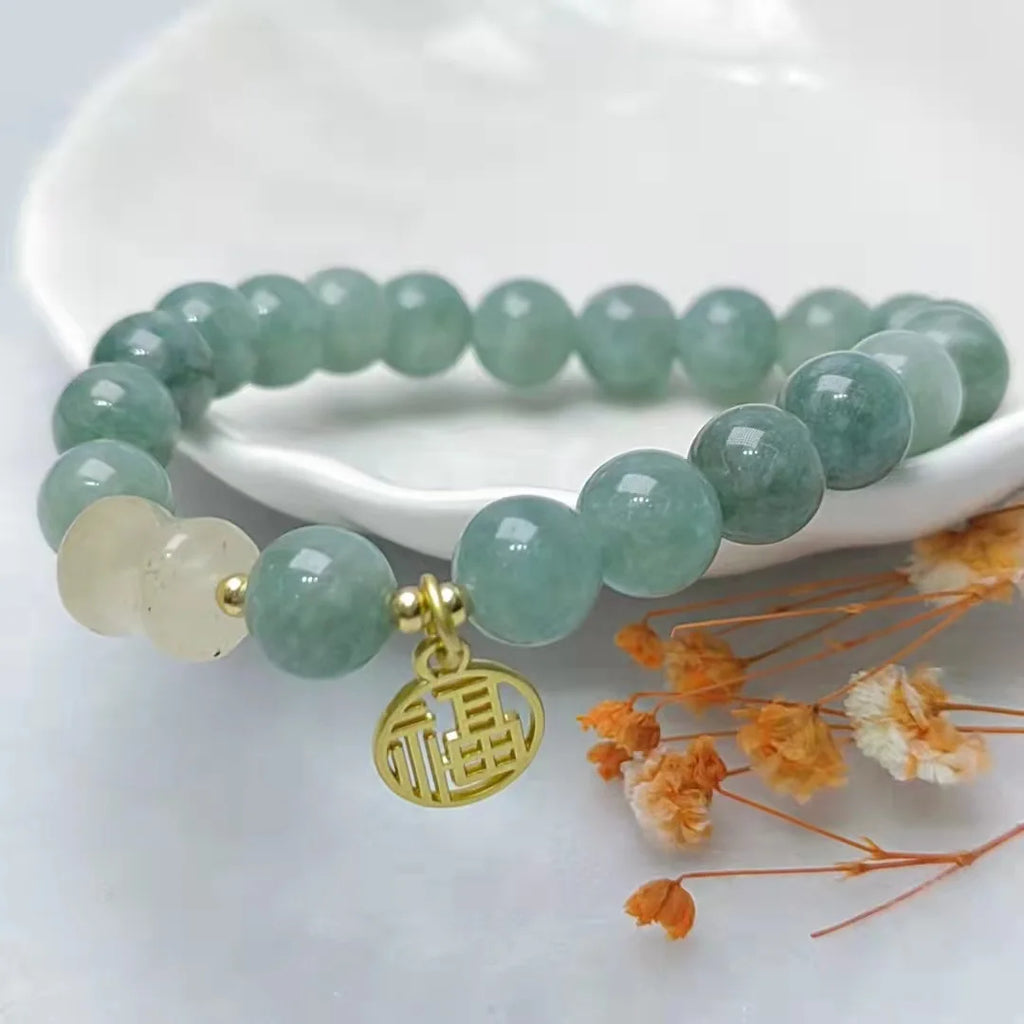 Ins Fu Character Lucky Jade Crystal Antique Bracelet Creative Bohemian National Pendant Bracelet Cute Feminine Fashion Gift Qme