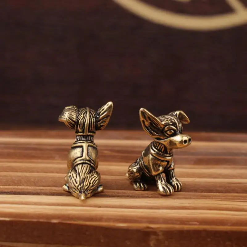 Bronze Sculpture Solid Copper Puppy Brass Ornaments Zodiac Dog Qme