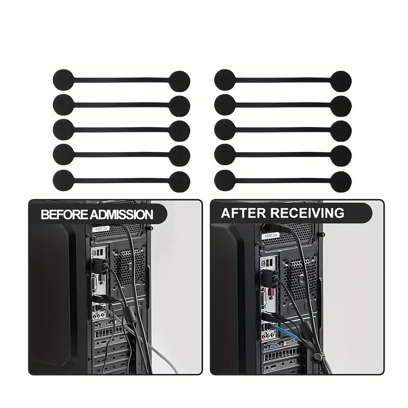 10pcs Magnetic Cable Clip - Black Magnetic Silicone Cable Organizer Cable Ties Reusable Cable Ties for Home, Kitchen, Office Qme