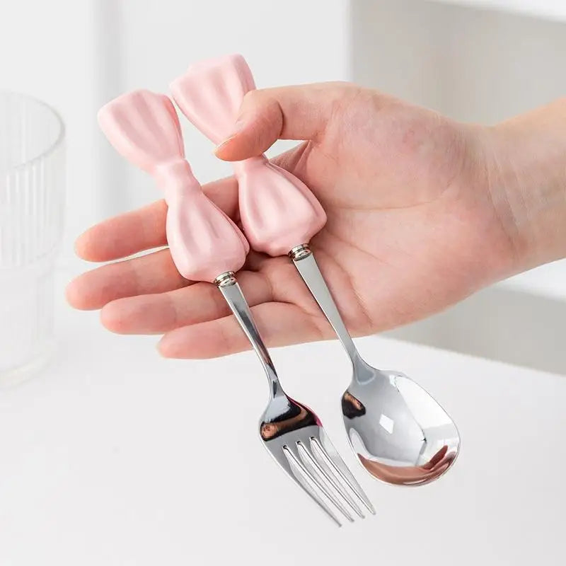 Tableware Portable Cutlery Bow-shaped Kitchen Supply Box Stainless Qme