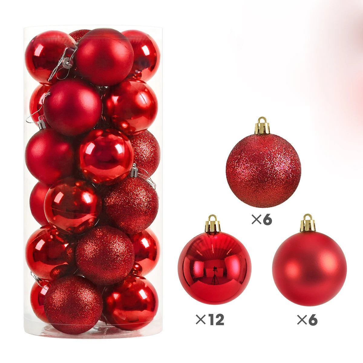 3CM Christmas Decoration Christmas Ball Hanging Xmas Tree Pendent Ornaments for Home Room Decor Navidad New Year 2026 Accessory Qme Red