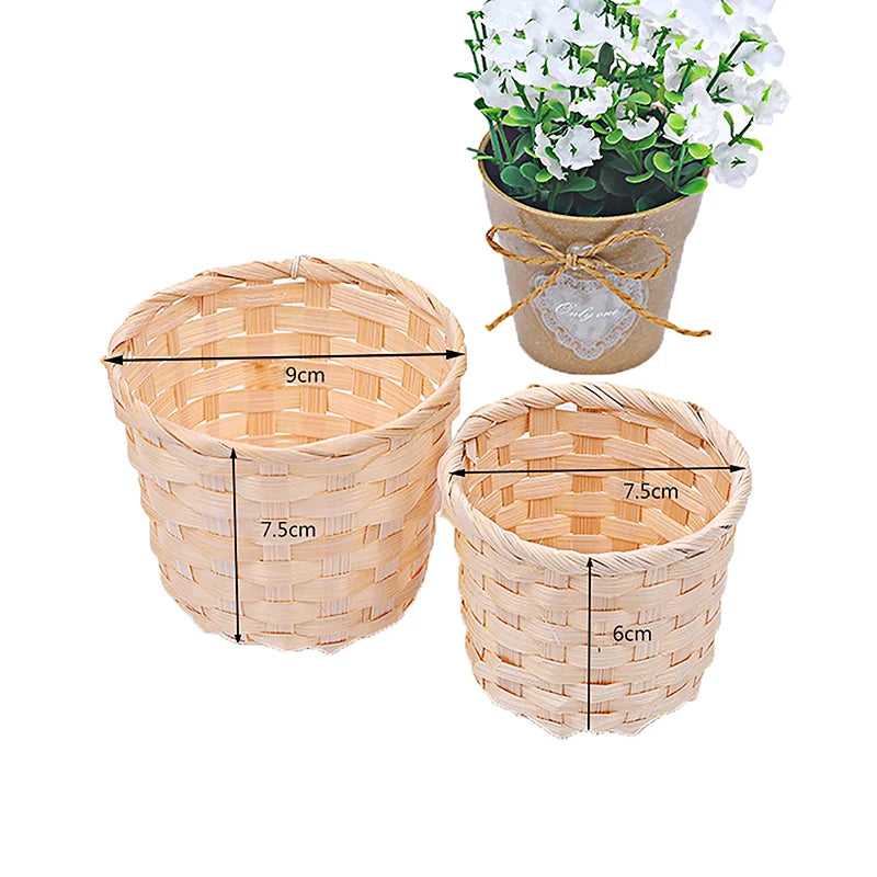 Bamboo Mini Desktop Storage Basket Rural Woven Baskets Fruit Qme