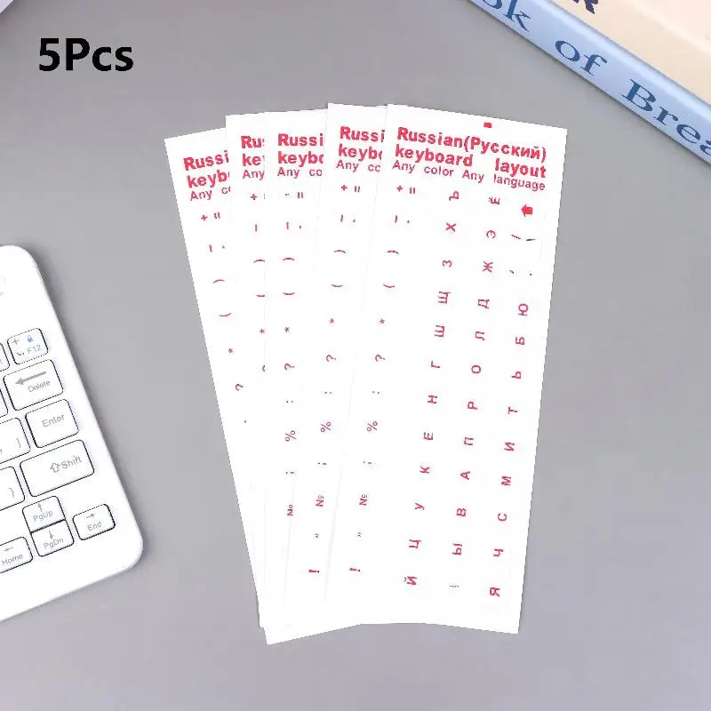 Russian Keyboard Sticker Waterproof Dustproof Easy Use Laptop Desktop Qme Clear red