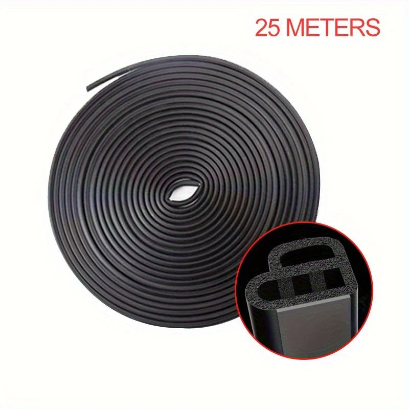 Car Door Rubber Seal Strip L-type Double Layer Sealing Adhesive Stickers Noise Insulation Weatherstrip Auto Interior Accessories Qme 25Meters