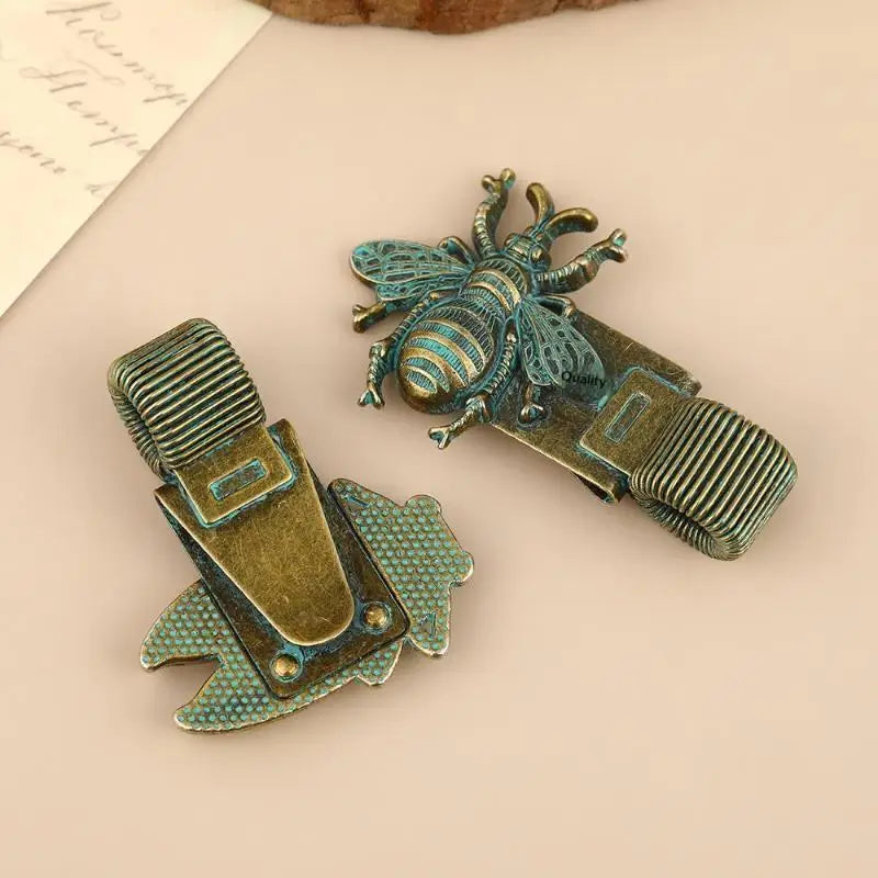 Vintage Insect Metal Pen Clip Cute Pattern Spring Loaded Holder Qme