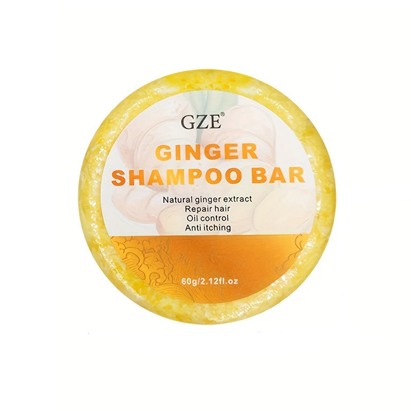 GZE Ginger Shampoo Bar Soap and Turmeric Solid Conditioner Hair Set for Thinning, Lock in Moisture & Shine and Control Frizz. Qme GZE054