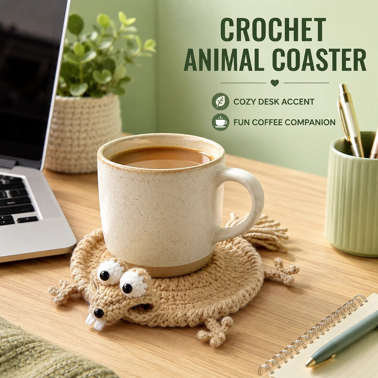 Finished Handwoven Animal Cup Coaster Cute Crochet Coffee Cup Mat Knitted Pad Tabletop Home Desk Decorative Ornament Qme
