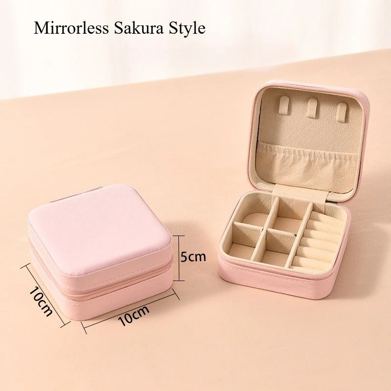 1pcs Single Layer Square Storage Box Ladies Travel Leather Jewelry Box Classic Various Colors Storage Box Qme Sakura Pink