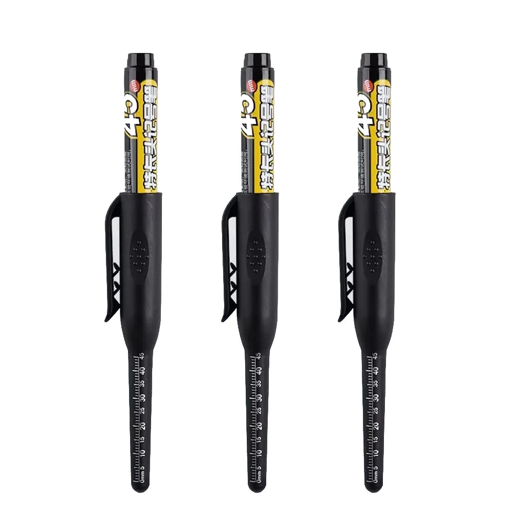 45mm Waterproof Deep Hole Marker Pens Long Nib Head Carpenter Pen Black/Blue/Red Ink for Multi-Purpose Woodworking Hand Tools Qme black-3 pcs