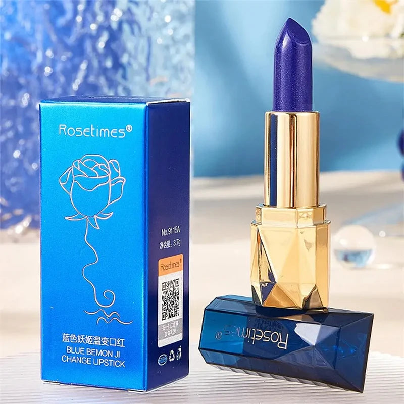 Blue Rose Lipstick Makeup Temperature Color Changing Lipstick Velvet Matte Moisturizing Waterproof Non-stick Cup Shiny Lipstick Qme