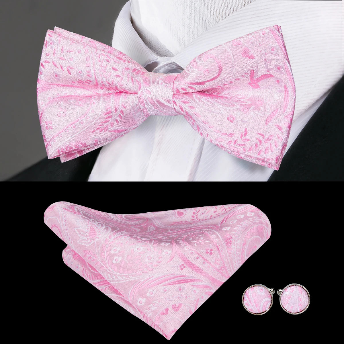 Hi-tie Classic Bow Ties Men Silk Butterfly Pre-tied Male Bowtie