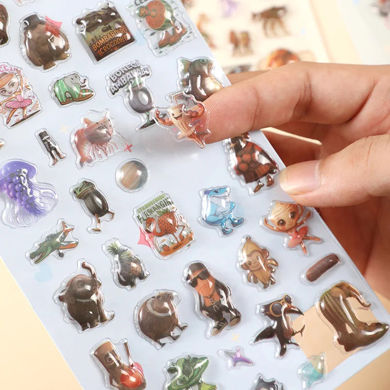 Fantasy Cartoon Animal 3D Hollow Stickers for DIY Scrapbook Phone Case Decoration Birthday Gift Classroom Reward Supplies Qme