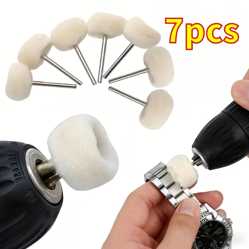 7Pcs Mini grinding sanding head abrasive disc felt 3mm Shank buffing wheels metal Polish Brush Drill Rotary Tool Accessories Qme