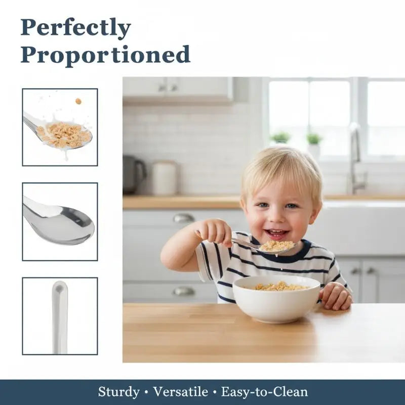 Stainless Steel Flat Bottom Spoons Long Handle Smooth Resistant Qme