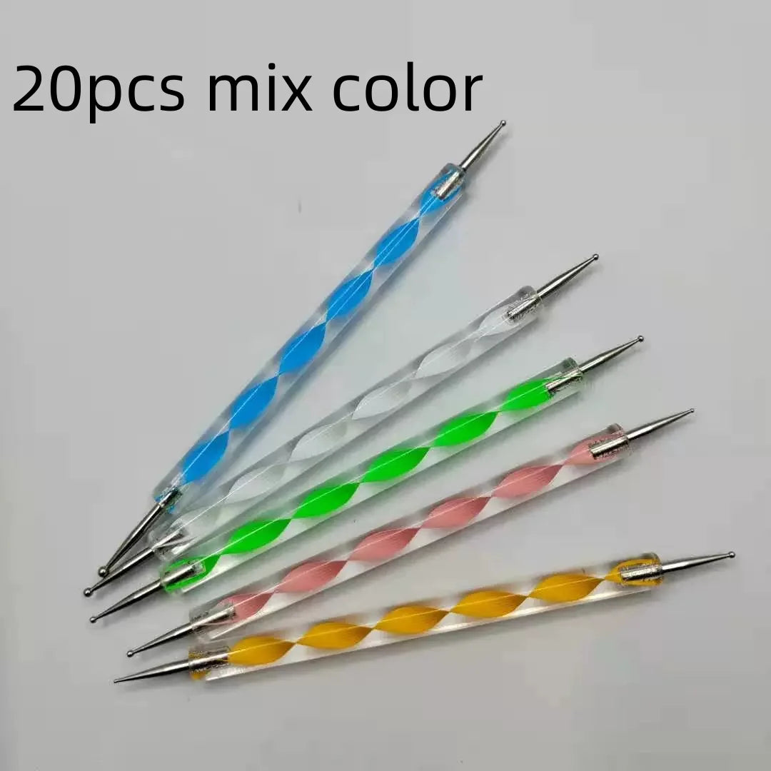 5/10/20pcs mix Nail Dotting Pen Creative DIY Nail Art Dotting Painting Tools Rotatable Ballpoint Dotting Nail Point Drill Pen Qme 20pcs mix color