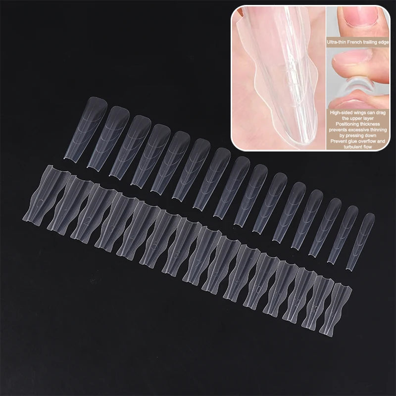 Poly Dual Forms Nail Gel Mold Extension Quick Building Tips Reusable Qme