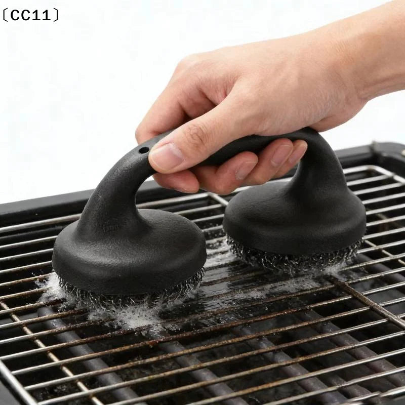 Steel Wire Ball BBQ Grill Brush Durable Plastic Multi-use Outdoor Qme