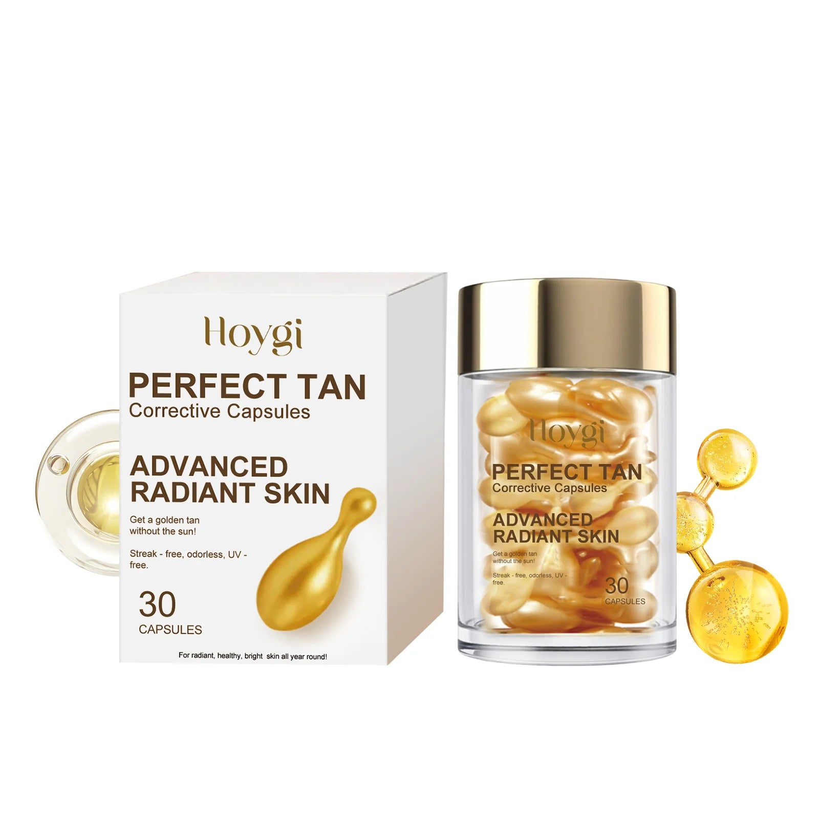Portable Tanning Capsule Accelerate Natural Bronze Tan Moisturizing & Soothing Even Skin Tone Sunless Self-Tanning Serum Qme 30 capsules