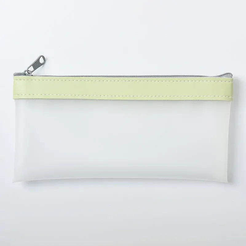 Frosted Transparent Pencil Case, High Appearance Waterproof Haze Blue Pink Pencil Box, Kawaii School Stationery Organizer Qme Mint Green