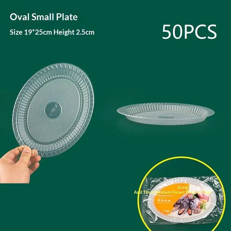 50PCS Disposable Circular Fruit Plates Transparent Plastic Snack Plates Plates Multifunctional Food Home Kitchens Party Supplies Qme Round 10inch