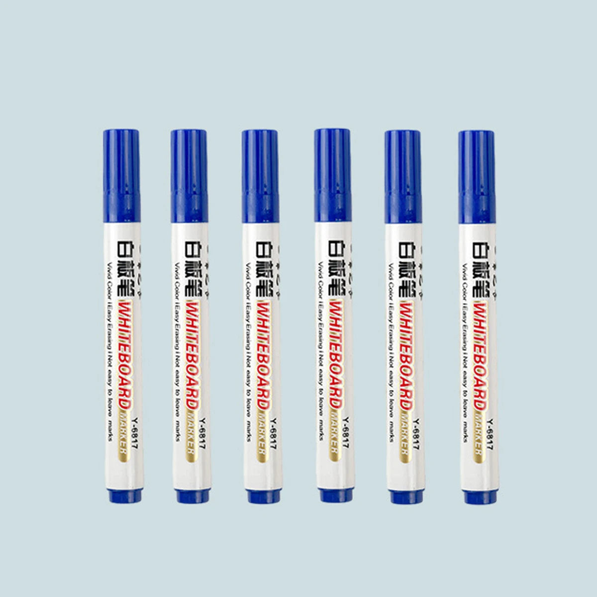 6Pcs/Set Dry Erase Whiteboard Marker Pen Blackboard Pens Thin Nib Black Blue Red Color Erasable Marker Pens Qme 6 blue