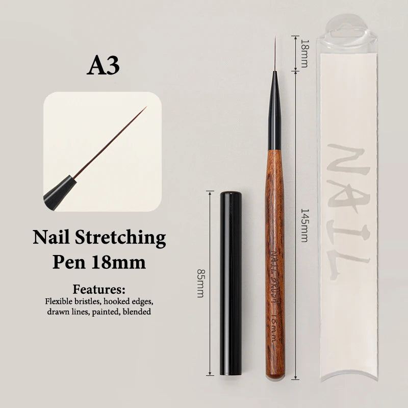 Nail Art Brush Checker Sandalwood Drawing Painting Long Line Tool Qme A3