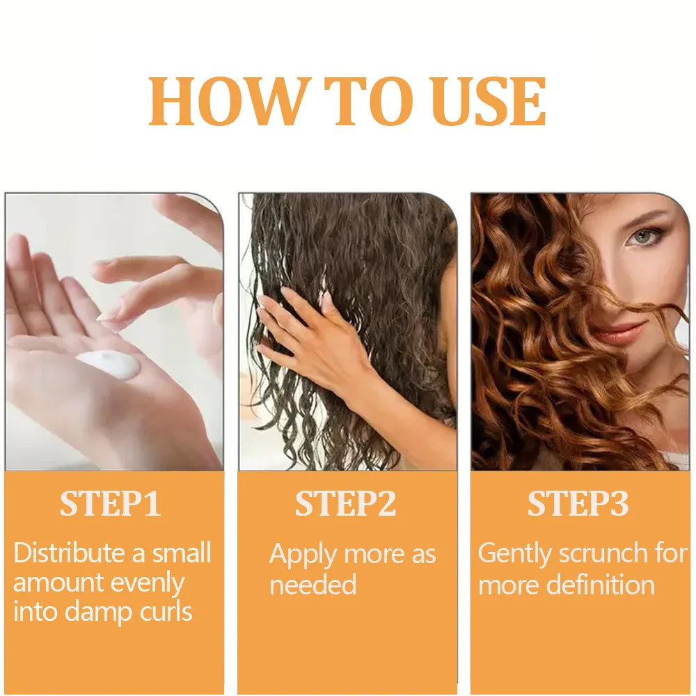 100g Curl Cream Hair Mask 1 minute quick repair damaged curly hair soft and smooth shiny straight deep moisturizing hair care Qme